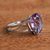 Amethyst solitaire ring, 'Crystalline Tears' - Brazilian Teardrop Amethyst & Silver Solitaire Ring