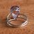 Amethyst solitaire ring, 'Crystalline Tears' - Brazilian Teardrop Amethyst & Silver Solitaire Ring