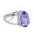 Amethyst solitaire ring, 'Crystalline Tears' - Brazilian Teardrop Amethyst & Silver Solitaire Ring