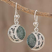 Jade dangle earrings, 'Quetzal Eclipse'