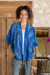 Batik rayon kimono jacket, 'Floral Aurora' - Hand-Stamped Rayon Kimono Jacket (image 2) thumbail