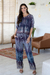 Embroidered viscose pants, 'Jaipur Twilight' - Printed and Tie-Dyed Viscose Pants