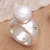 Anillo cóctel perla cultivada y peridoto - Anillo de cóctel de plata de ley y perlas cultivadas