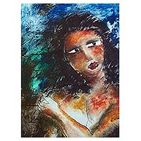 'Caribbean Woman VI' - Oil on Bristol Board Painting of Cuban Woman