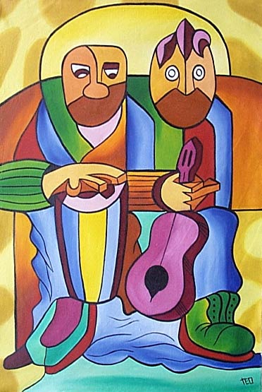 'Músicos' - Óleo original sobre lienzo de Tomás Ordovas
