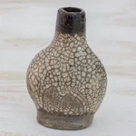 Batik ceramic decorative vase, 'Village Patterns' - Handcrafted Batik Ceramic Decorative Vase from Honduras