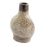 Batik ceramic decorative vase, 'Village Patterns' - Handcrafted Batik Ceramic Decorative Vase from Honduras