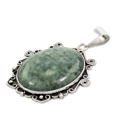 Sterling 925 Silver & Jade Pendant 'Two Green Quetzals' - Two Green ...