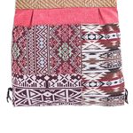 Leather-accented cotton blend sling bag, 'Intermission in Red' - Leather-Accented Patchwork Sling Bag
