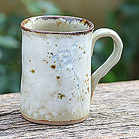 Ceramic mug, 'Wildflower' - Floral Motif Handmade Ceramic Mug