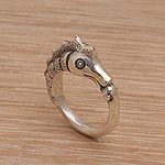 Sterling Silver Seahorse Motif Ring from Bali, 'Kuda Laut'