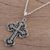 Sterling silver cross pendant necklace, 'Key to Heaven' - Greek Key Motif Sterling Silver Cross Pendant Necklace (image 2b) thumbail