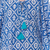 Caftán corto de algodón - Caftán de algodón con borlas en forma de rombo azul y blanco