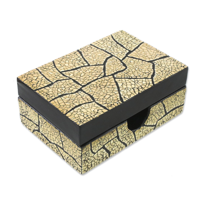 Eggshell mosaic box, 'Crackled Gold' - Eggshell Mosaic Card Box