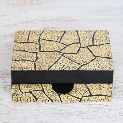 Eggshell mosaic box, 'Crackled Gold' - Eggshell Mosaic Card Box