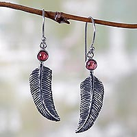 Garnet dangle earrings, 'Light as a Feather'