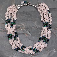 Rose quartz and lapis lazuli torsade necklace, 'Pure Harmony' - Rose quartz and lapis lazuli torsade necklace