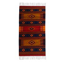 Zapotec wool rug, 'Night in the Sierra' (2.5x5) - Zapotec wool rug (2.5x5)