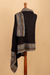 Baby alpaca blend shawl, 'Elegant Stripes' - Knit Baby Alpaca Blend Shawl in Black Honey & Grey from Peru (image 2d) thumbail