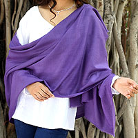 Wool shawl, 'Kashmiri Diamonds in Lavender' - Women's Lavender Hand Loomed All Wool Shawl
