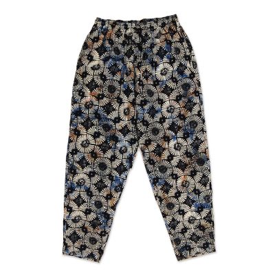 Men's cotton lounge pants, 'Dawn Fireworks' - Circular Motif Men's Cotton Lounge Pants from Bali