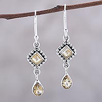 Citrine dangle earrings, 'Shimmering Light' - Multi-Shape Citrine and Sterling Silver Dangle Earrings