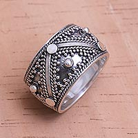 Sterling silver band ring, 'Lavish Bali' - Handcrafted Sterling Silver Band Ring from Bali