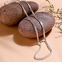 Collar de cadena de plata esterlina, 'Charming Classic' - Collar de cadena de caja de plata esterlina de la India