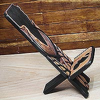 Wood lazy chair, 'African Pride' - Artisan Crafted West African Lazy Chair