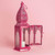 Portavelas colgante de aluminio y cristal, (grande) - Farol colgante granate con cristal decorativo de la India