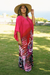 Cotton batik caftan, 'Fanfare in Fuchsia' - All Cotton Batik Caftan Dress in Fuchsia and Red