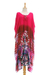 Cotton batik caftan, 'Fanfare in Fuchsia' - All Cotton Batik Caftan Dress in Fuchsia and Red