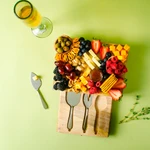 Wood charcuterie board and stainless steel cheese knives set, 'Charcuterie Cravings' - Wooden Charcuterie Board with Stainless Steel Cheese Knives