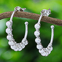 Sterling silver half-hoop earrings, 'Gaze Gathering' - Polished Sterling Silver Half-Hoop Earrings from Thailand