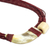 Leather and horn torsade necklace, 'Sougri Paprika' - Handmade Red Leather Necklace with Horn and Bone Pendants