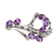 Amethyst floral brooch pin, 'Lavish Lilies' - Indian Sterling Silver Brooch Pin With 7 Amethysts (image 2b) thumbail