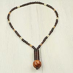 Women's Necklace Crafted with Assorted Wooden Beads, 'Tenderness'