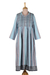 Smocked cotton duster, 'Jaipur Heritage' - Handloomed Long Cotton Jacket