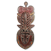 Máscara de madera africana, 'Baule Queen' - Máscara de reina de madera de la tribu Baule artesanal