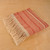 Wool throw, 'Cozy Salmon' - Hand-Woven Striped Wool Throw in Salmon & Ivory from Armenia