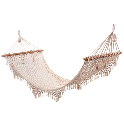 Cotton rope hammock, 'Bali Relaxation' (single) - Hand-Knotted Cotton Rope Hammock from Bali (Single)