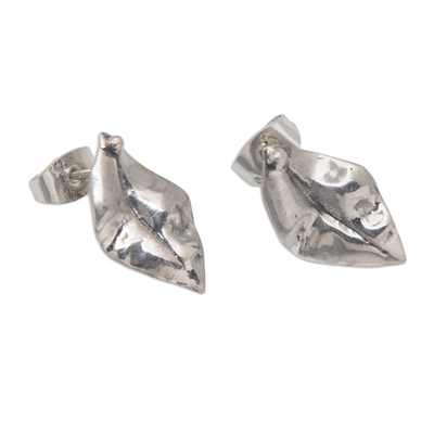 Sterling silver drop earrings, 'Divine Leaf' - Leafy Sterling Silver Drop Earrings in a Polished Finish