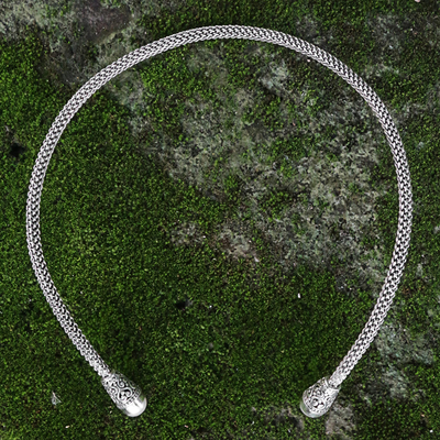 Cultured pearl collar necklace, 'Bidadari' - Artisan Crafted Cultured Pearl and Sterling Silver Collar