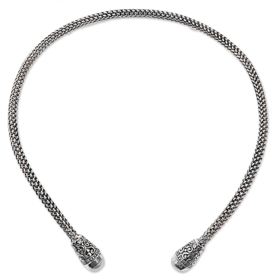 Collar de perlas cultivadas, 'Bidadari' - Collar artesanal de perlas cultivadas y plata de ley