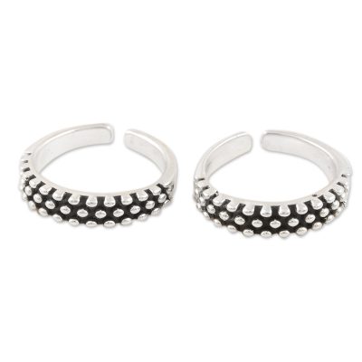 Sterling silver toe rings, 'Perfect Pair' (pair) - Hand Crafted Sterling Silver Toe Rings from India (Pair)