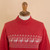 Knit sweater, 'Christmas Llamas' - Christimas and Andean-Themed Red Knit Sweater from Peru