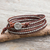 Silver wrap bracelet, 'Hill Tribe Boheme' - Thai Hill Tribe Silver Beads on Leather Wrap Bracelet