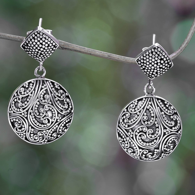 Sterling silver dangle earrings, 'Tropical Rain' - Sterling Granule Earrings