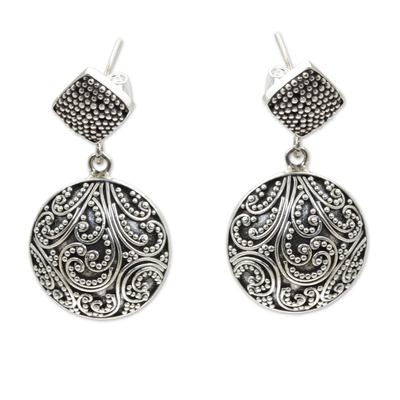 Sterling silver dangle earrings, 'Tropical Rain' - Sterling Granule Earrings