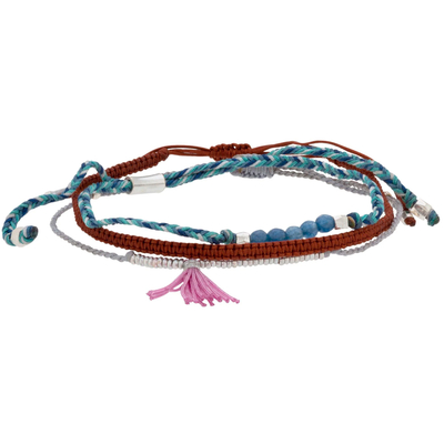 Cotton bracelets, 'World Elements' (set of 3) - Set of 3 Cotton and Glass Bead Bracelets
